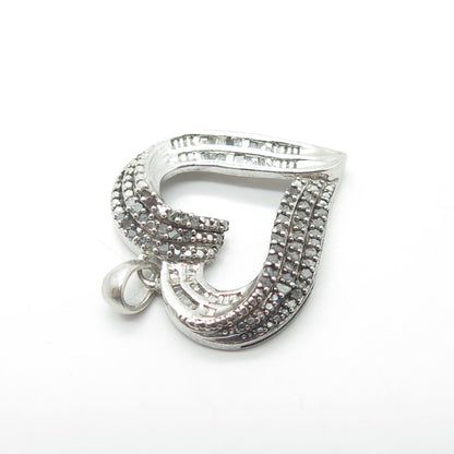 925 Sterling Silver Kiran Jewels Real Diamond Twisted Open Heart Pendant
