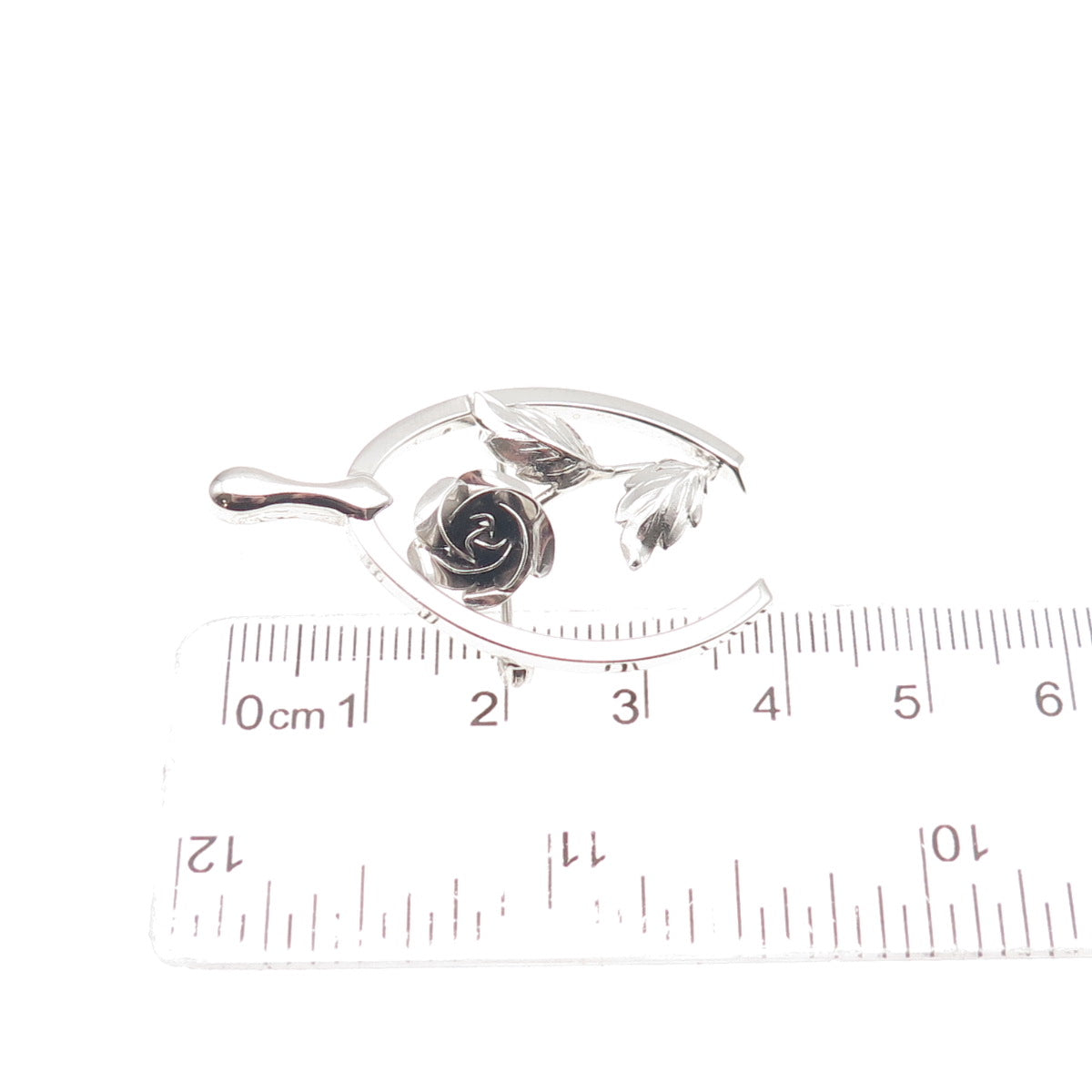 BOND BOYD 925 Sterling Silver Vintage Wishbone Rose Flower Pin Brooch