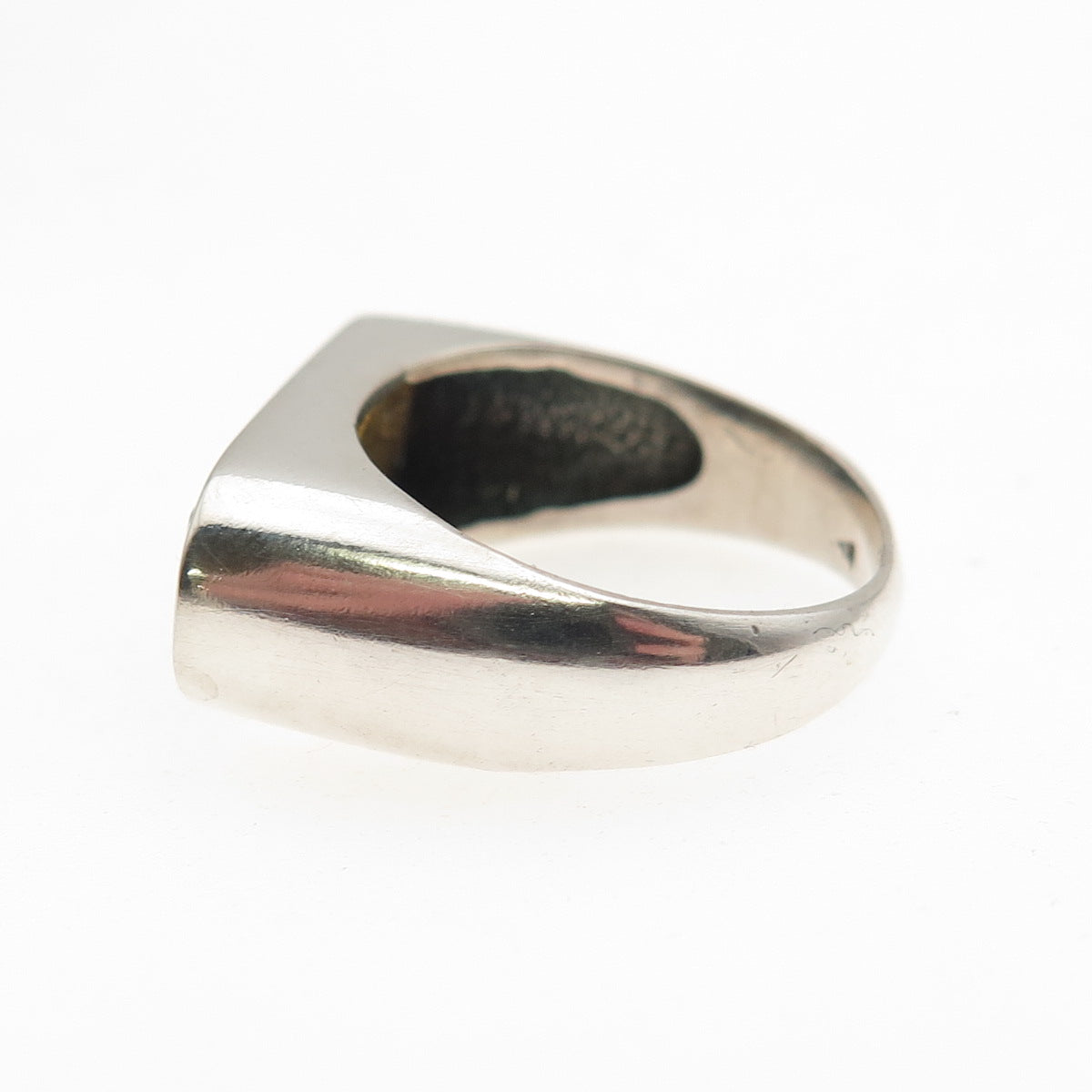 925 Sterling Silver Vintage Real Jade Modernist Ring Size 6