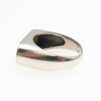 925 Sterling Silver Vintage Real Jade Modernist Ring Size 6