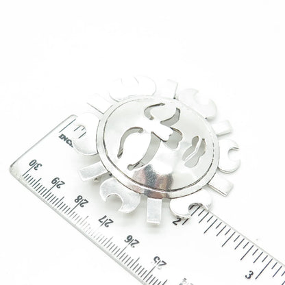 925 Sterling Silver Vintage Mexico Sun Face God Pin Brooch