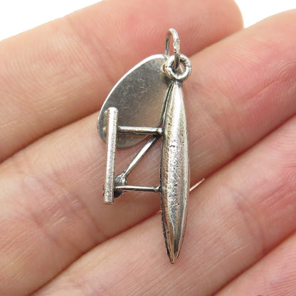 925 Sterling Silver Antique Art Deco Hawaii Canoe Minimalist Charm Pendant