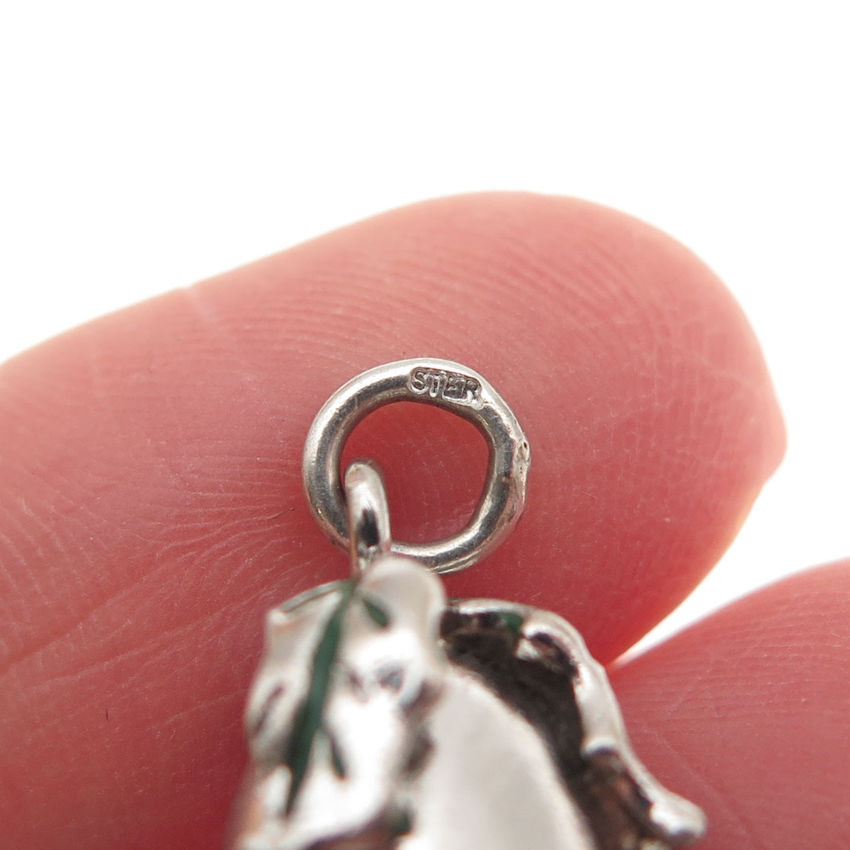 925 Sterling Silver Vintage Enamel Christmas Bell 3D Mini Charm Pendant