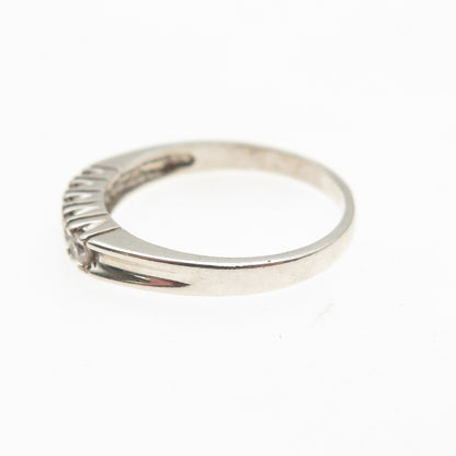 925 Sterling Silver Vintage Round-Cut C Z Band Ring Size 6