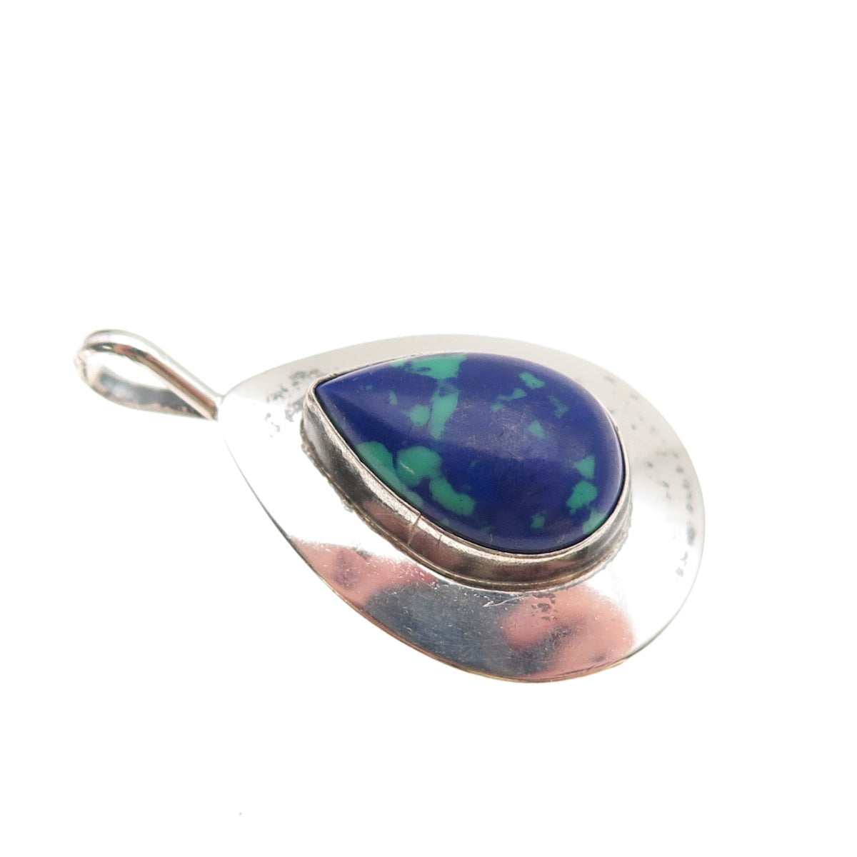 R.W. Johnson Navajo Old Pawn 925 Sterling Silver Vintage Azurite Charm Pendant