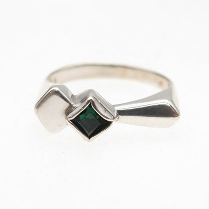 Shube 925 Sterling Silver Vintage Real Chrome Diopside Modernist Ring Size 9