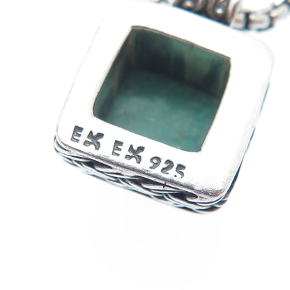EXEX Claudia Agudelo Sterling Vintage Turquoise Round Box Chain Necklace 16-18"
