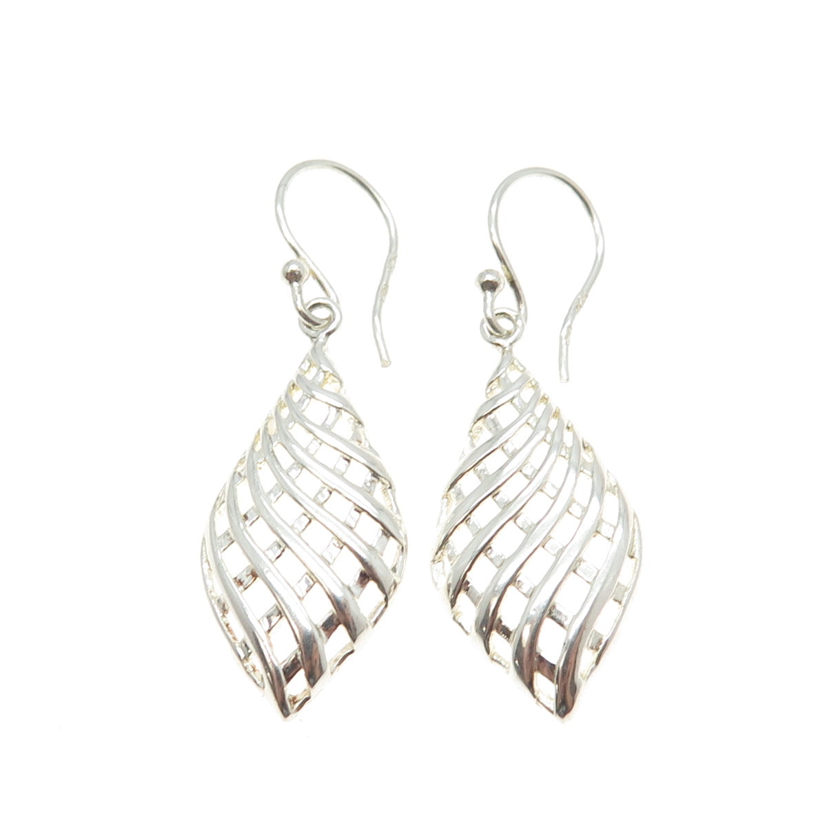 925 Sterling Silver Vintage Lattice Dangling Earrings