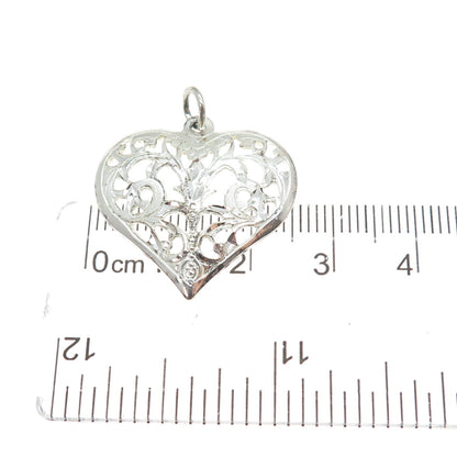 LISA LEE CREATIONS 925 Sterling Silver Vintage Floral Heart Charm Pendant
