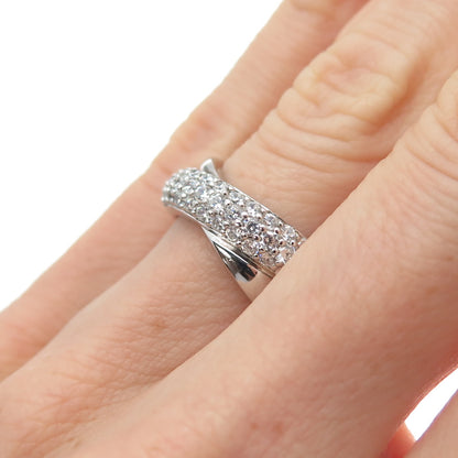 925 Sterling Silver Round-Cut C Z Interlocked Crisscross Ring Size 5.25