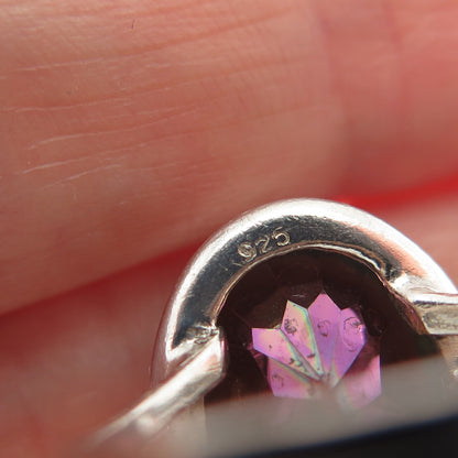 925 Sterling Silver Vintage Real Oval-Cut Mystic Quartz Ring Size 6.25