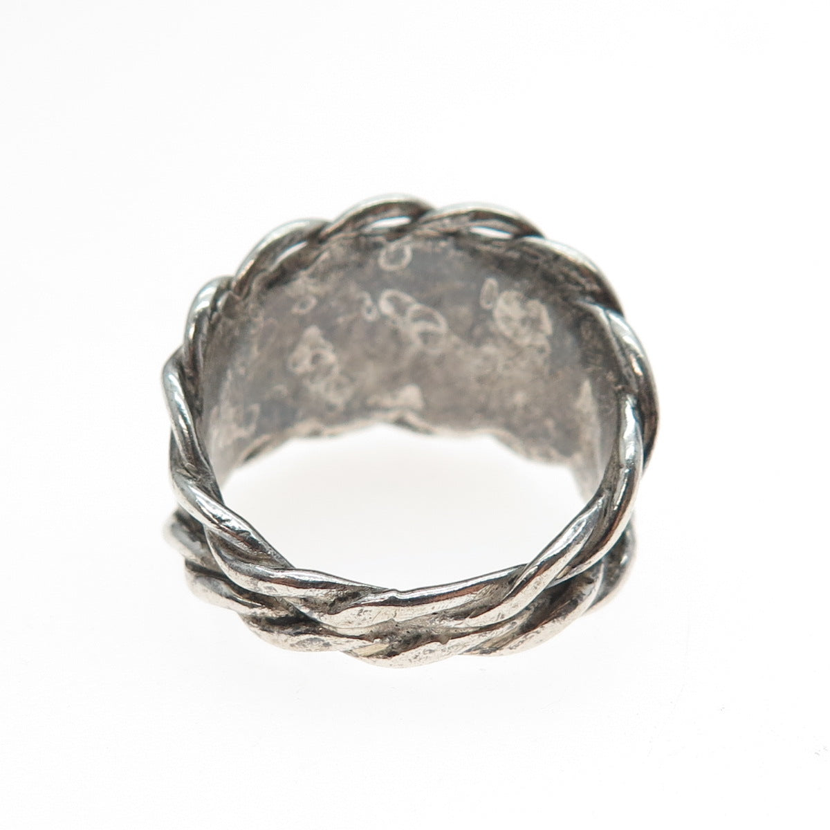 925 Sterling Silver Vintage Modernist Swirl Oxidized Ring Size 9
