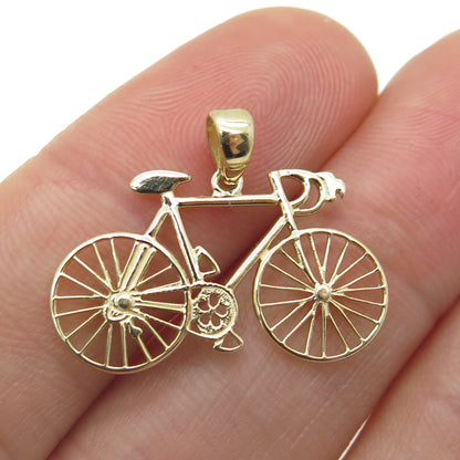 14K Yellow Gold Bicycle Charm Pendant