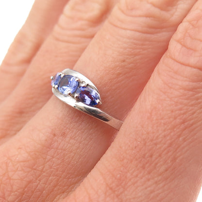 Chuck Clemency 925 Sterling Silver Real Oval-Cut Tanzanite Ring Size 8.25