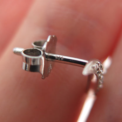 925 Sterling Silver Pear & Round-Cut C Z Dangle Earrings