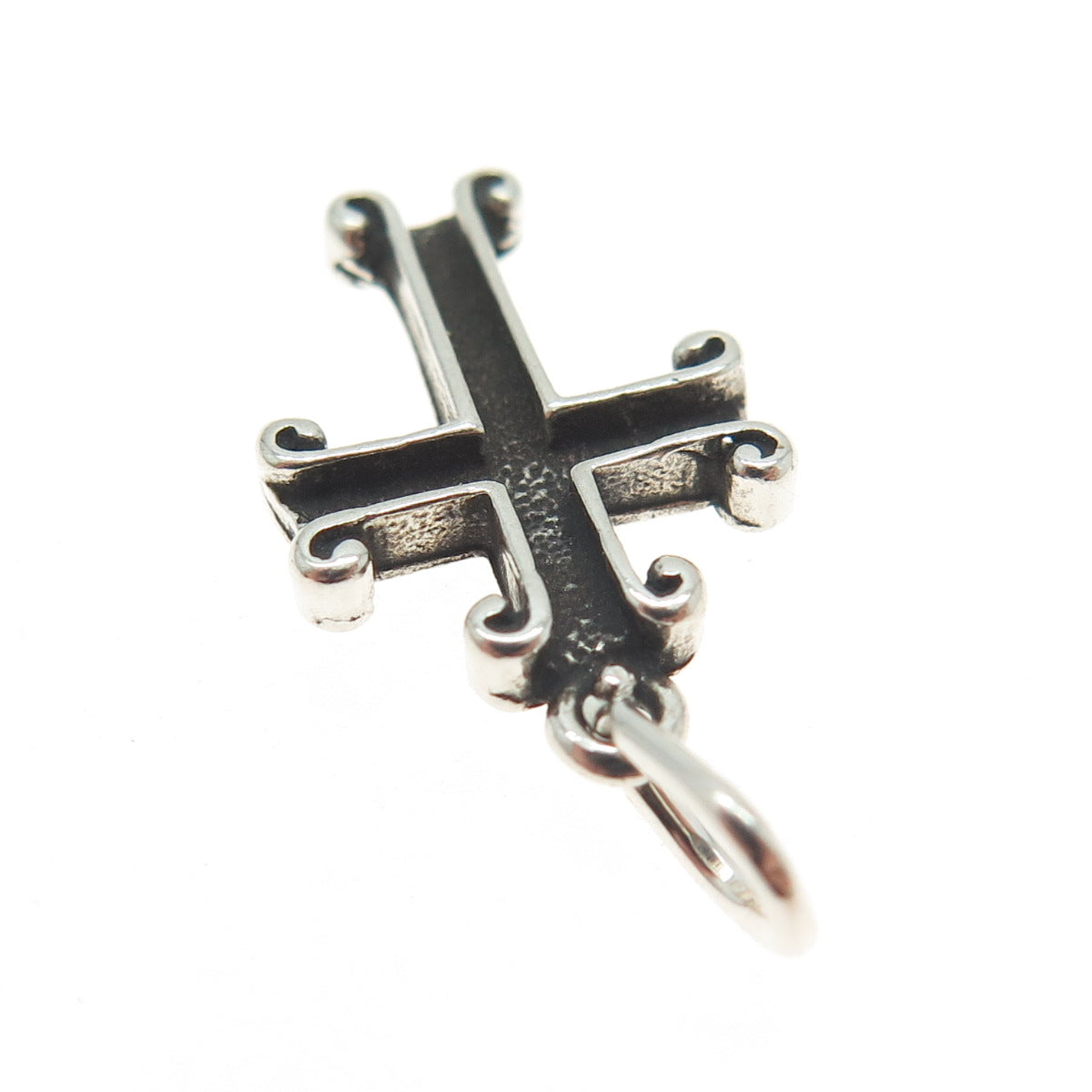 925 Sterling Silver Vintage Cross Oxidized Minimalist Charm Pendant