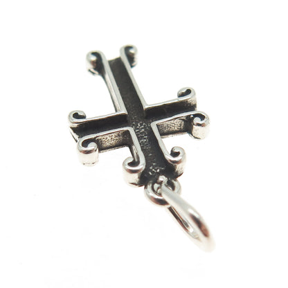 925 Sterling Silver Vintage Cross Oxidized Minimalist Charm Pendant