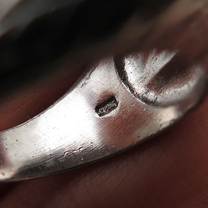 925 Sterling Silver Round-Cut C Z Oxidized Ring Size 8.25