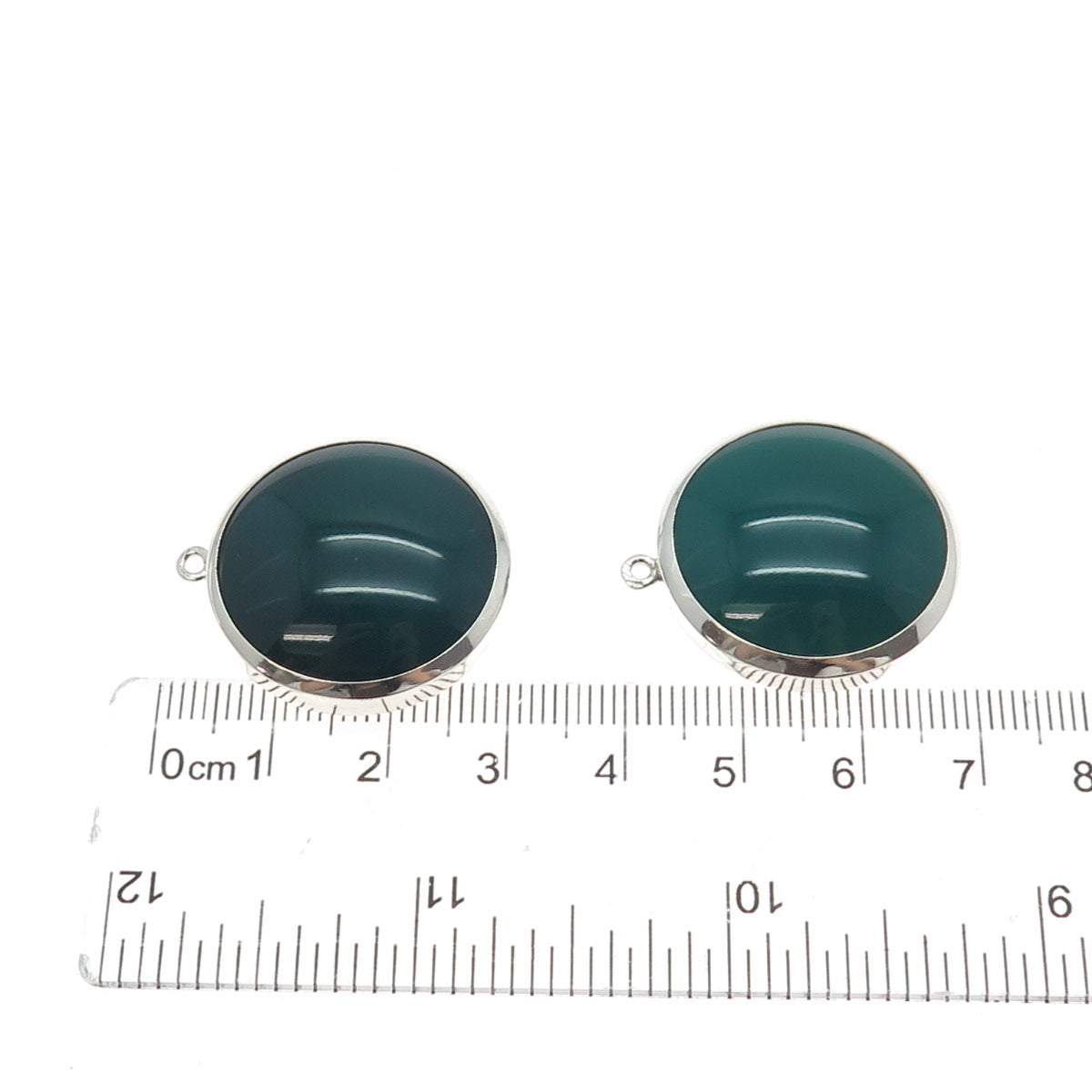 ZUMAN 925 Sterling Silver Vintage Israel Real Green Onyx Jacket Earrings