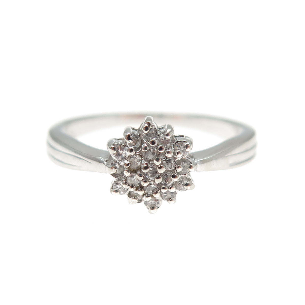 925 Sterling Silver Round-Cut C Z Flower Promise Ring Size 6.25