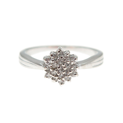 925 Sterling Silver Round-Cut C Z Flower Promise Ring Size 6.25