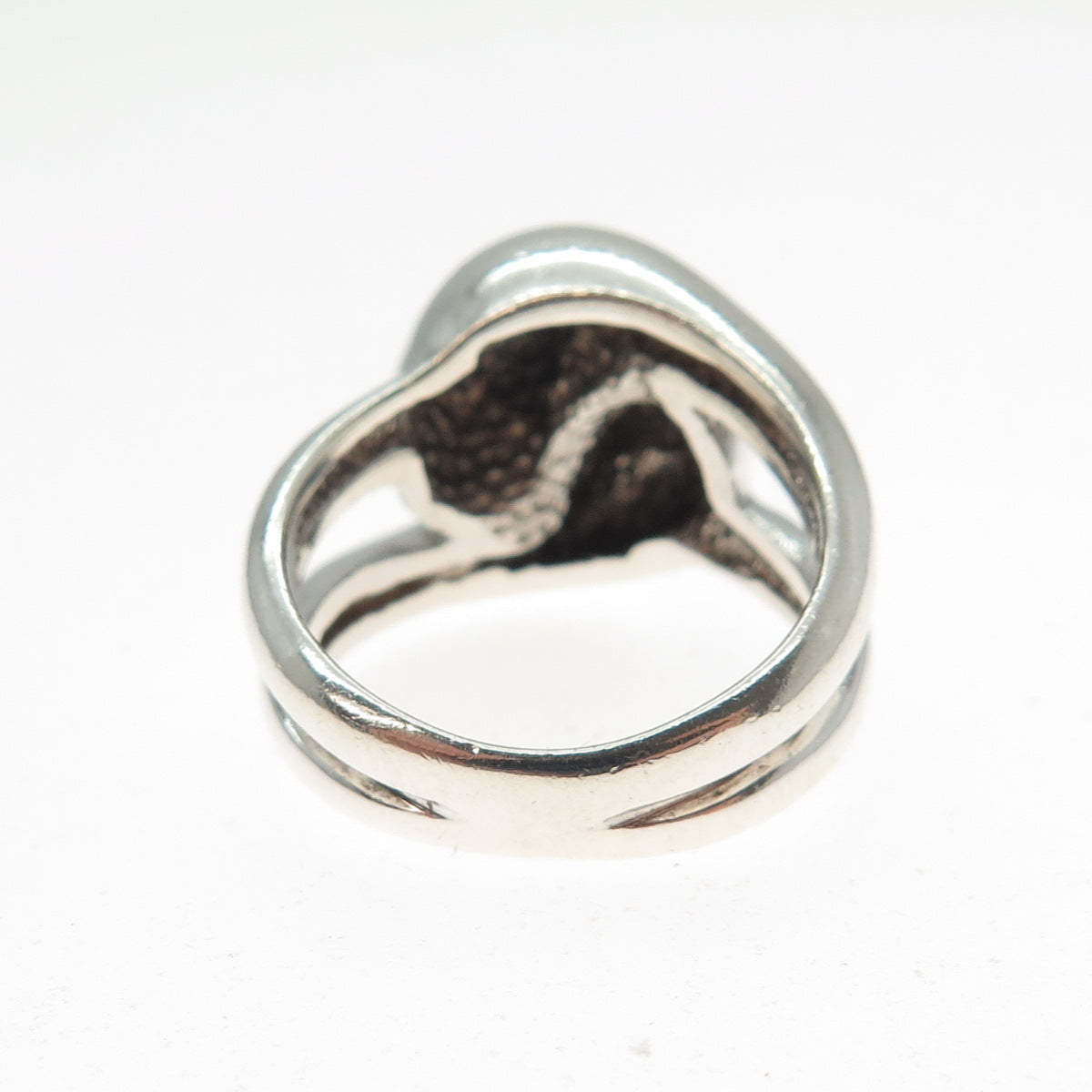 925 Sterling Silver Vintage Modernist Yin Yang Ring Size 6.5