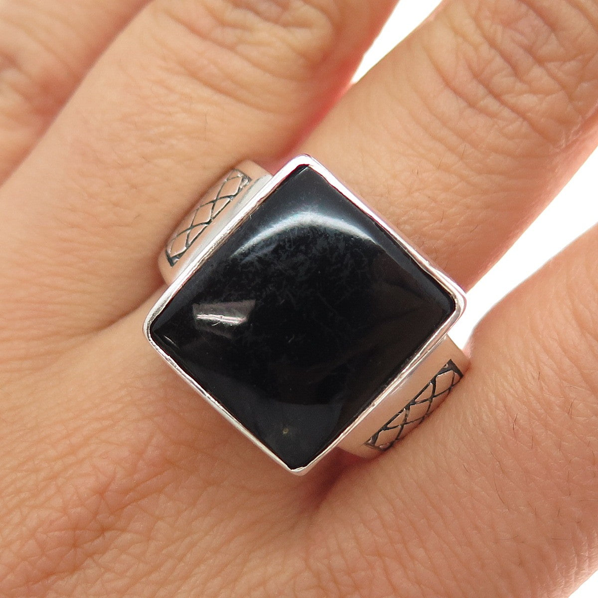 PHLD PlayHardLookDope 925 Sterling Silver Real Black Onyx Ring Size 10.5