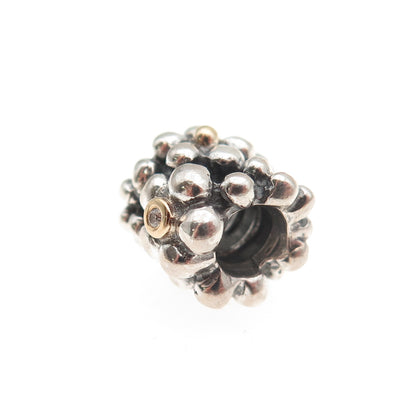 PANDORA 925 Sterling Silver Gold Real Diamond Daisy Slide Bead Charm