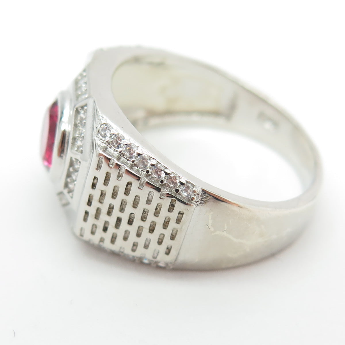 925 Sterling Silver Round-Cut White & Pink C Z Ring Size 9.5