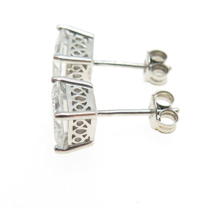 925 Sterling Silver Princess-Cut Shaped C Z Stud Earrings