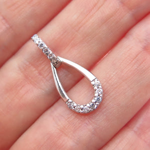 925 Sterling Silver Round-Cut C Z Teardrop Minimalist Charm Pendant