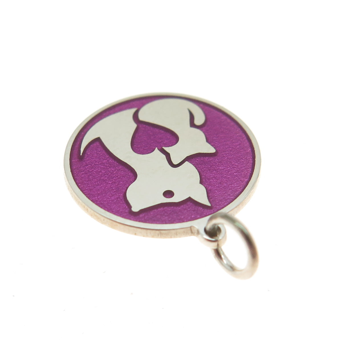 925 Sterling Silver Purple Enamel Dog & Cat Friendship Minimalist Charm Pendant