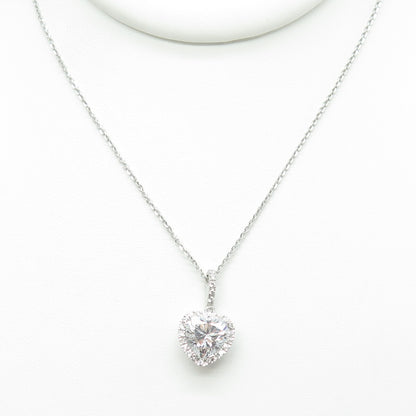 925 Sterling Silver Italy Round & Heart-Cut C Z Cable Chain Necklace 16"