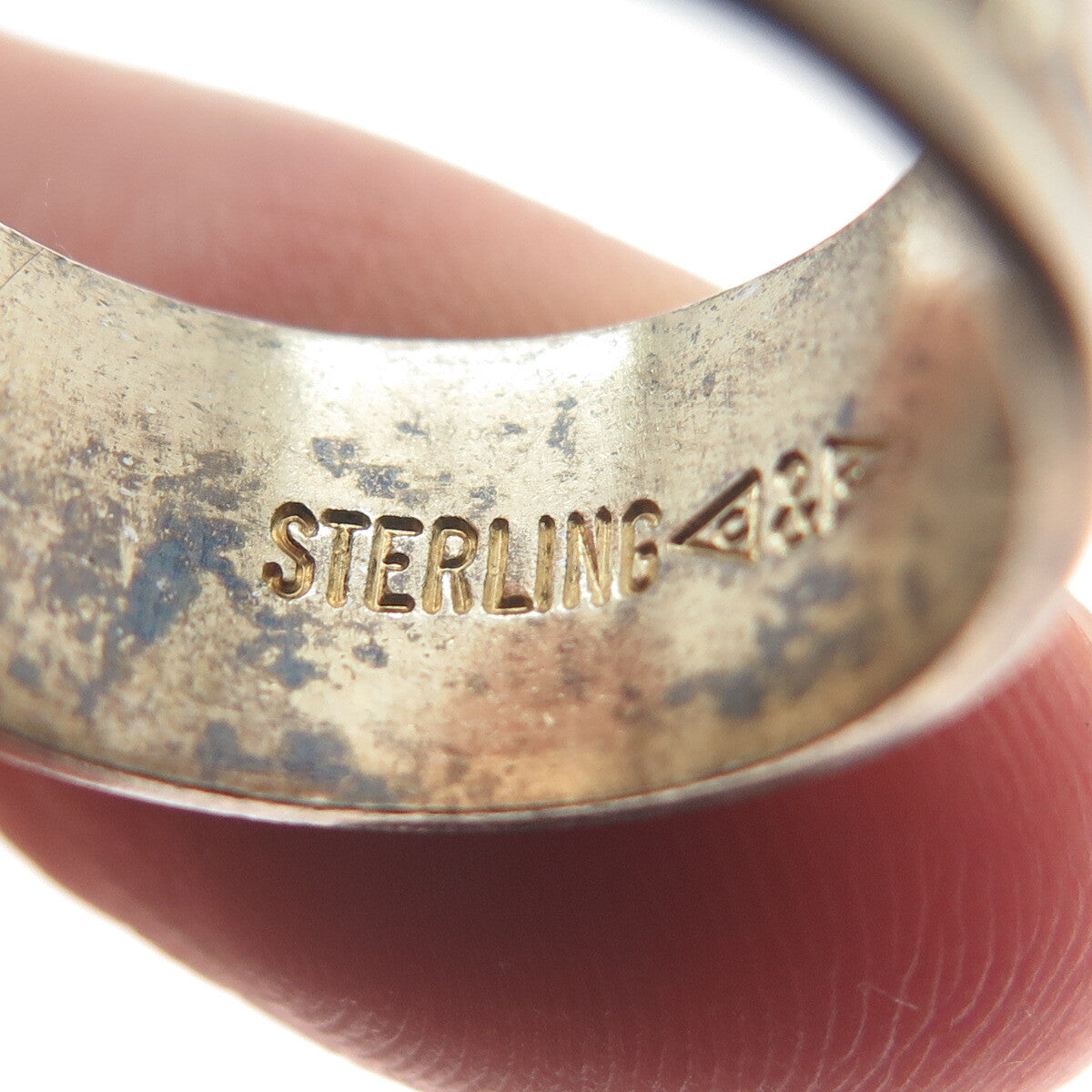 CLARK & COOMBS 925 Sterling Silver Gold Plated Antique Greek Maze Ring Size 5.5