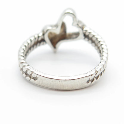 925 Sterling Silver Vintage Cutout Double Heart Ring Size 5.75