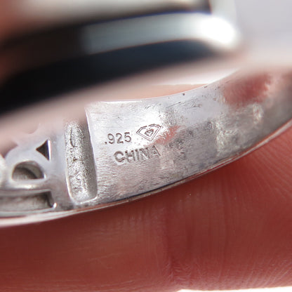 925 Sterling Silver Lab-Created Sapphire & Real White Topaz Ring Size 11.25