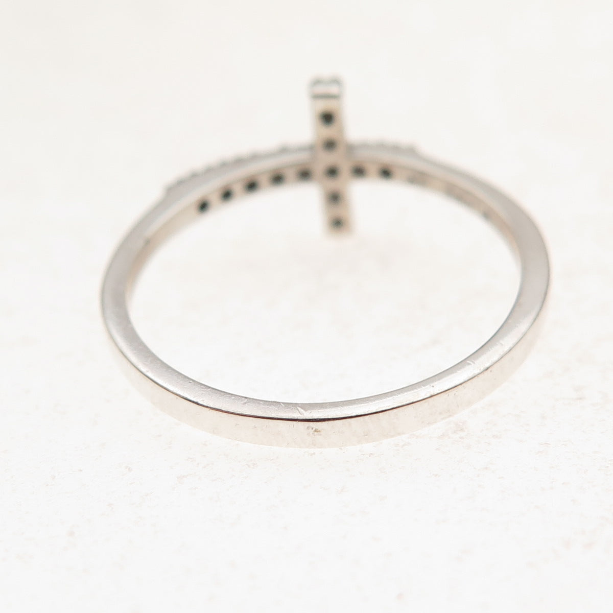 925 Sterling Silver Round-Cut C Z Cross Ring Size 7.25