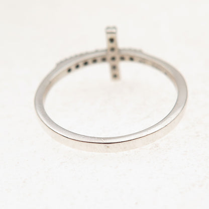 925 Sterling Silver Round-Cut C Z Cross Ring Size 7.25
