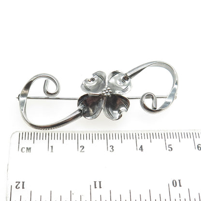 STUART NYE 925 Sterling Silver Antique Art Deco Floral Leaf Pin Brooch