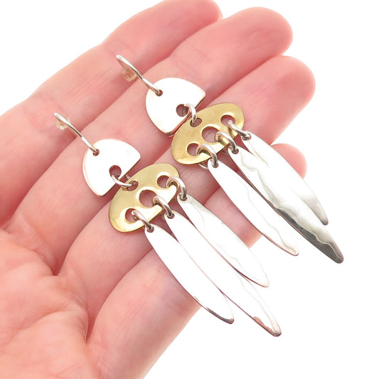 Robert Lee Morris 925 Sterling Silver 2-Tone Vintage Modernist Dangle Earrings