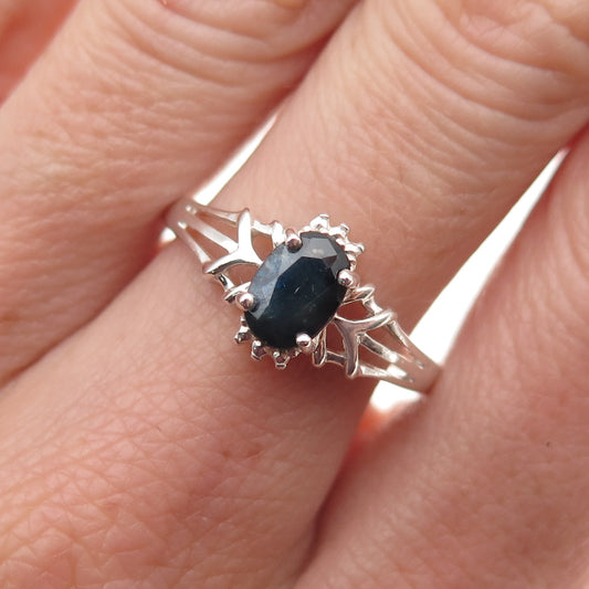 Avon RJ Graziano 925 Sterling Silver Vintage Real Oval-Cut Sapphire Ring Size 9