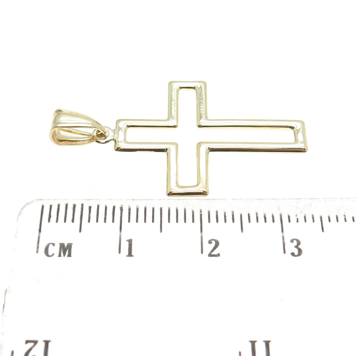 14K Yellow Gold Open Cross Religious Charm Pendant