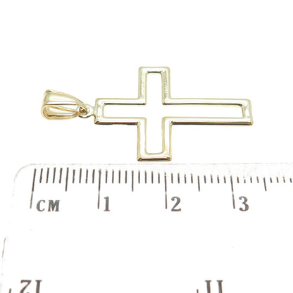 14K Yellow Gold Open Cross Religious Charm Pendant