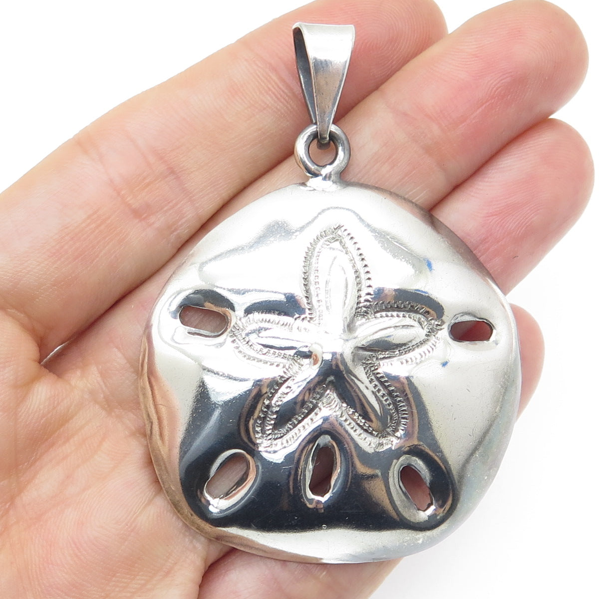 925 Sterling Silver Vintage Mexico Sand Dollar Pendant