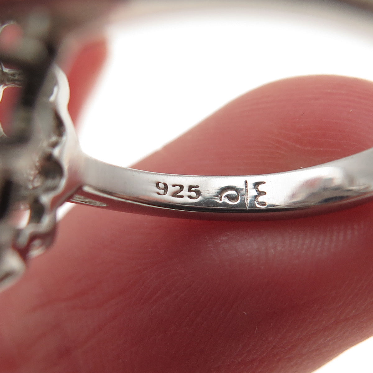 925 Sterling Silver Lab-Created Sapphire & C Z Ring Size 6.25