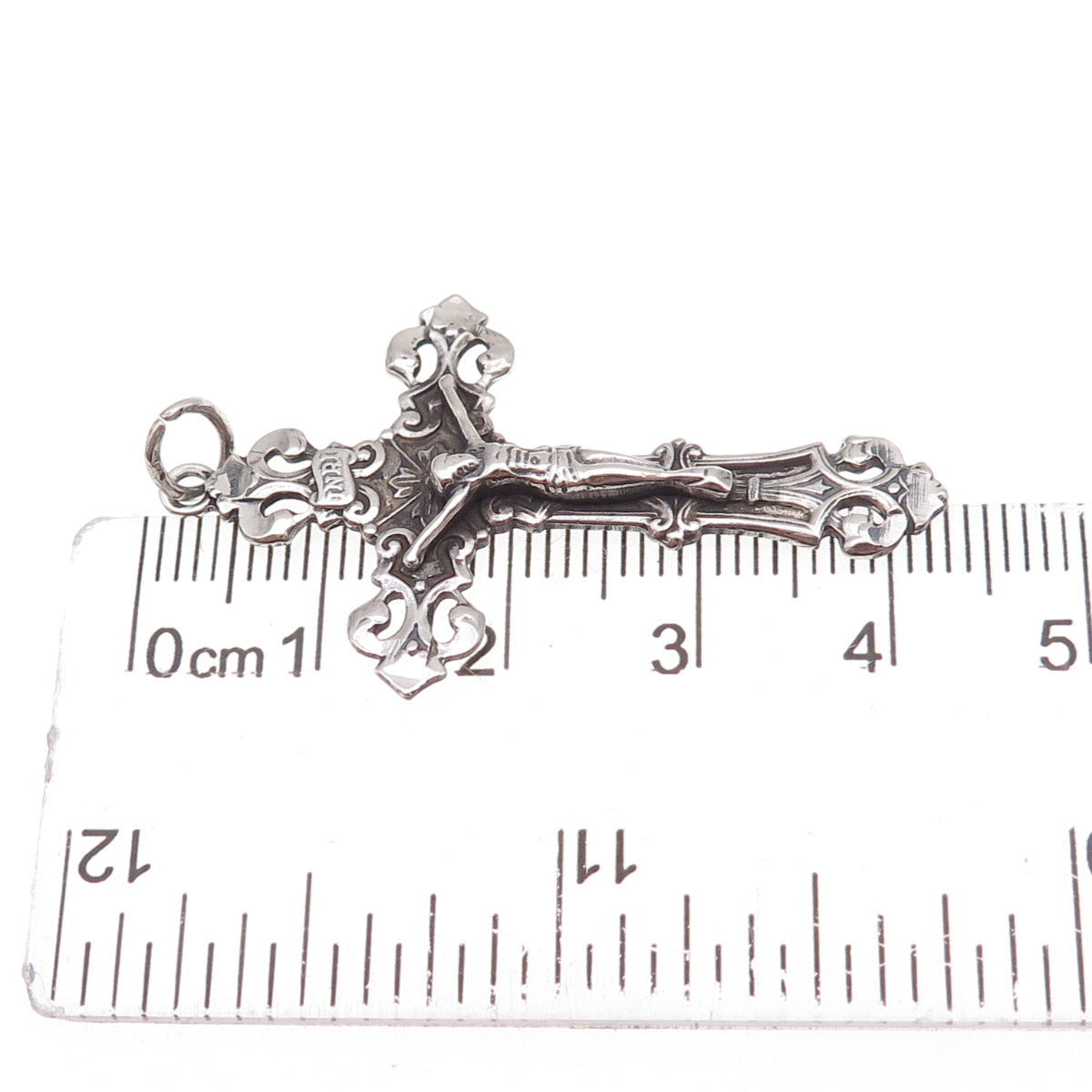 Princess Pride 925 Sterling Silver Vintage Crucifix Cross Oxidized Charm Pendant
