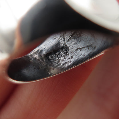 925 Sterling Silver Vintage Mexico Modernist Petal Oxidized Ring Size 6