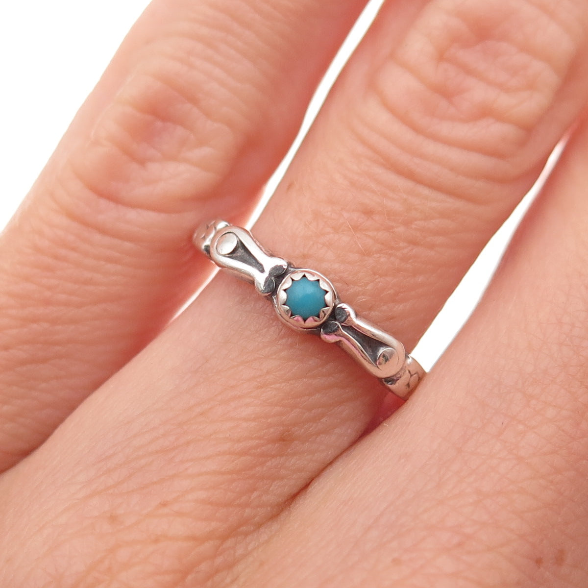 Maisels Old Pawn 925 Sterling Silver Vintage Turquoise Snake Eye Ring Size 5.75