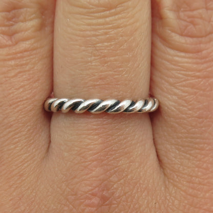 PANDORA 925 Sterling Silver Twisted Rope Oxidized Band Ring Size 8