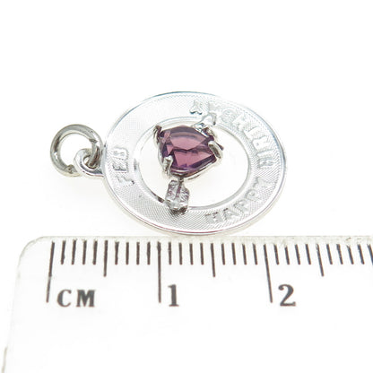JEANOR 925 Sterling Silver Vintage Birthstone February Happy Birthday Pendant